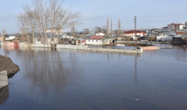 Kars’ta karların erimesinin ardından 15 ev ve bazı ahırları su bastı