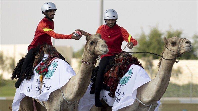 Katar’da “develer üzerinde hentbol” maçı oynandı